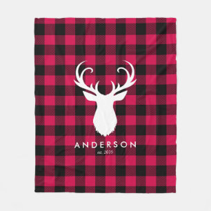 Red Pset Pattern en Deer Kerstmis Fleece Deken