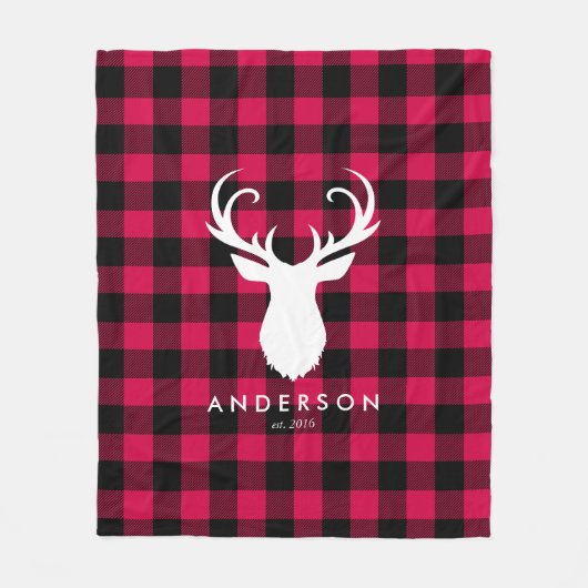 Red Pset Pattern en Deer Kerstmis Fleece Deken (Voorkant)