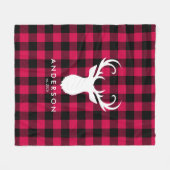 Red Pset Pattern en Deer Kerstmis Fleece Deken (Voorkant (Horizontaal))