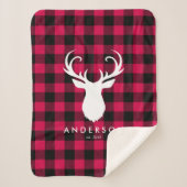 Red Pset Pattern en Deer Kerstmis Sherpa Deken (Voorkant)