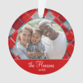 Red Pset Pattern Foto met Kerstmis Ornament (voorkant)