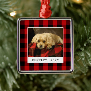 Red Pset Pet Photo Holiday Metalen Ornament