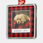 Red Pset Pet Photo Holiday Metalen Ornament (Links)