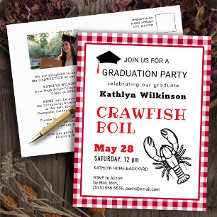 Red Pset Photo Crawfish Boil AFSTUDEERDER Invitati Briefkaart