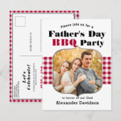 Red Pset Photo Vaderdag BBQ Uitnodiging (Voorkant / Achterkant)
