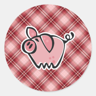 Red Pset Pig Ronde Sticker