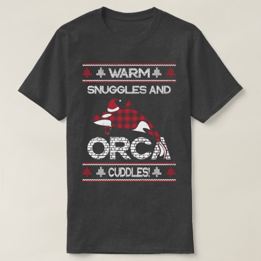 Red Pset Plaided Warm Snuggles Orca Cuddles Chris T-shirt (Design voorkant)