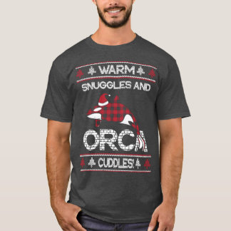 Red Pset Plaided Warm Snuggles Orca Cuddles Chris T-shirt