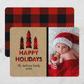 Red Pset Prettige feestdagen kerstbomen Kraft Kaart (Voorkant / Achterkant)