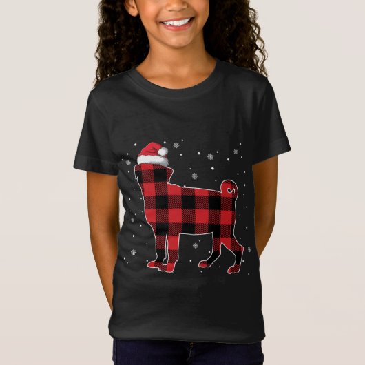 Red Pset Pug Kerstkerstkerstkerstkerstkerstkerstke T-shirt (Voorkant)