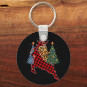 Red Pset Reindeer Buffalo Deer Family Pajama Sleutelhanger (Voorkant)