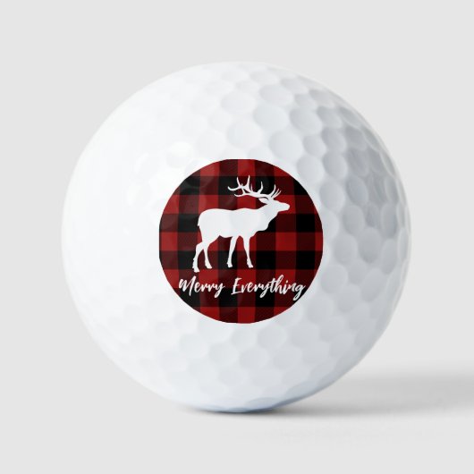 Red Pset Reindeer Merry Alles Holiday Golfballen (Voorkant)