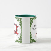 Red Pset Reindeer Merry Kerstfeestdag Mok (Midden)