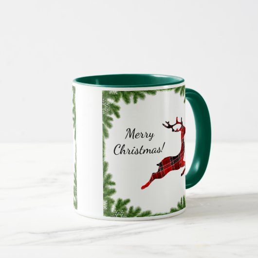 Red Pset Reindeer Merry Kerstfeestdag Mok (Voorkant rechts)