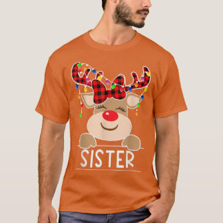 Red Pset Reindeer Sister Kerstmis Light Christma T-shirt