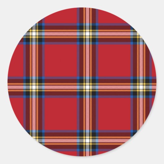 Red Pset, Royal Stewart Tartan Ronde Sticker (Voorkant)