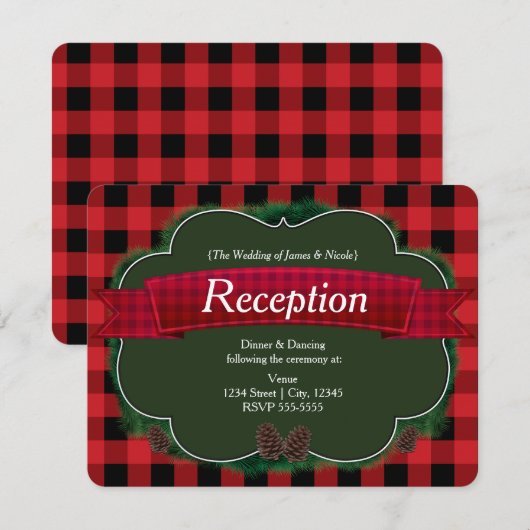 Red Pset Rustic Country Wedding Reception Kaart (Voorkant / Achterkant)