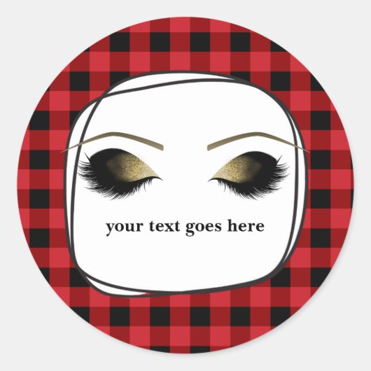 Red Pset Rustic Glam Gold Makeup Eyelashes Ronde Sticker (Voorkant)