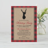 Red Pset Rustic Holiday Party Kraft Kaart (Staand voorkant)