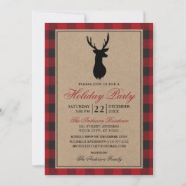 Red Pset Rustic Holiday Party Kraft Kaart