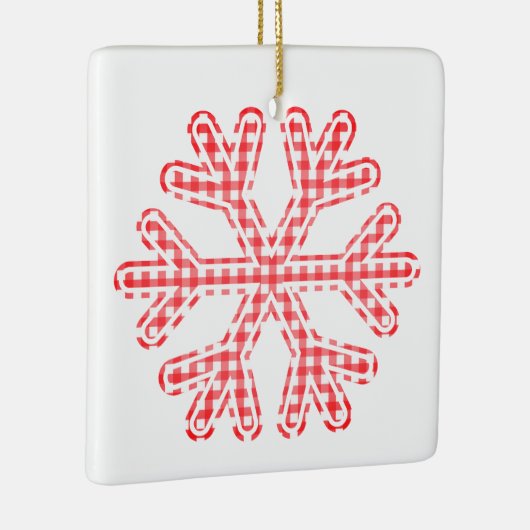Red Pset Rustic Snowflake kerstfeestdag Keramisch Ornament (Rechts)