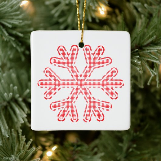 Red Pset Rustic Snowflake kerstfeestdag Keramisch Ornament (Boom)