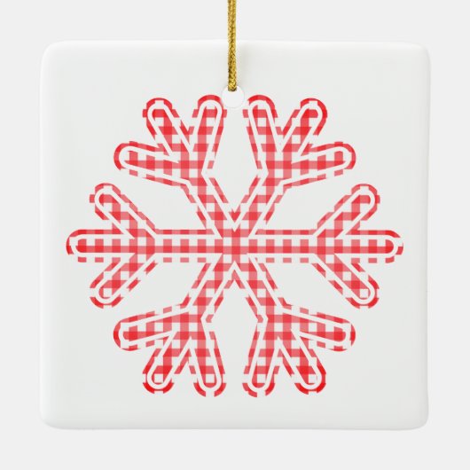 Red Pset Rustic Snowflake kerstfeestdag Keramisch Ornament (Achterkant)