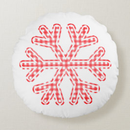 Red Pset Rustic Snowflake kerstfeestdag Rond Kussen