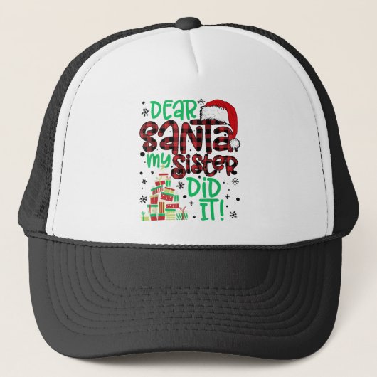 Red Pset Santa Hat Matching Beste Santa Mijn zuste Trucker Pet (Voorkant)