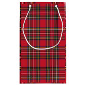 Red Pset Scottish Tartan Holiday Gift Bag Klein Cadeauzakje (Achterkant)