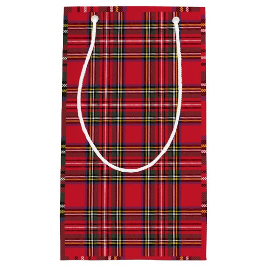 Red Pset Scottish Tartan Holiday Gift Bag Klein Cadeauzakje (Voorkant)
