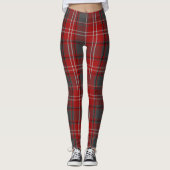 Red Pset Scottish Tartan Leggings Pants Gray (Voorkant)