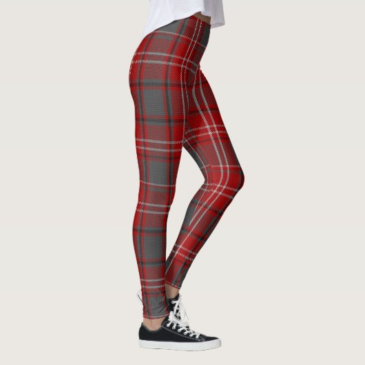 Red Pset Scottish Tartan Leggings Pants Gray (Rechts)