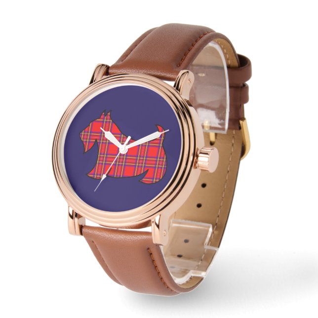  Red Pset Scottish Terrier Watch Horloge (Hoek)