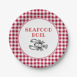 Red Pset Seafood Boil Party Papieren Bordje