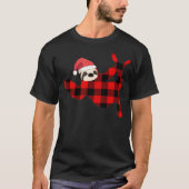 Red Pset Sloth Pajama Family Buffalo Kerstmis ( T-shirt (Voorkant)