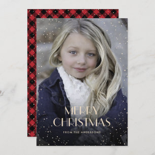 Red Pset Snow Sparkle Photo met kerstkaarten Feestdagenkaart