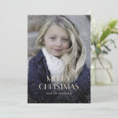 Red Pset Snow Sparkle Photo met kerstkaarten Feestdagenkaart (Staand voorkant)