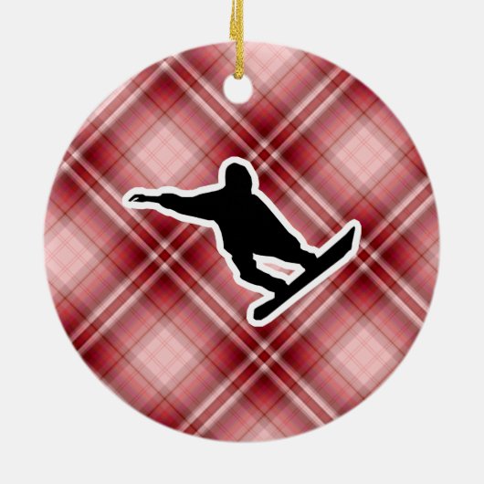 Red Pset Snowboarding Keramisch Ornament (Achterkant)