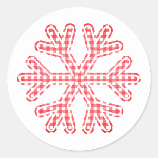 Red Pset Snowflake Rustic Country Kerstmis Ronde Sticker (Voorkant)