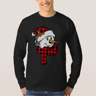 Red Pset Snowman Face Xmas T-shirt