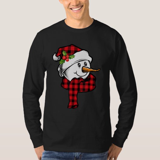 Red Pset Snowman Face Xmas T-shirt (Voorkant)
