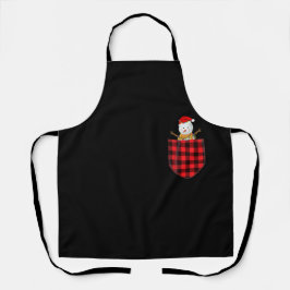 Red Pset Snowman in de Pocket Buffalo familie Schort