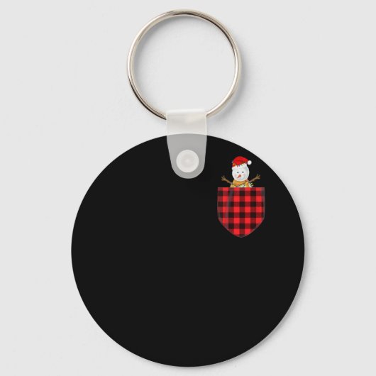 Red Pset Snowman in de Pocket Buffalo familie Sleutelhanger (Voorkant)