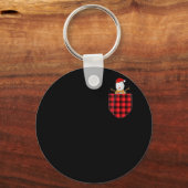 Red Pset Snowman in de Pocket Buffalo familie Sleutelhanger (Voorkant)