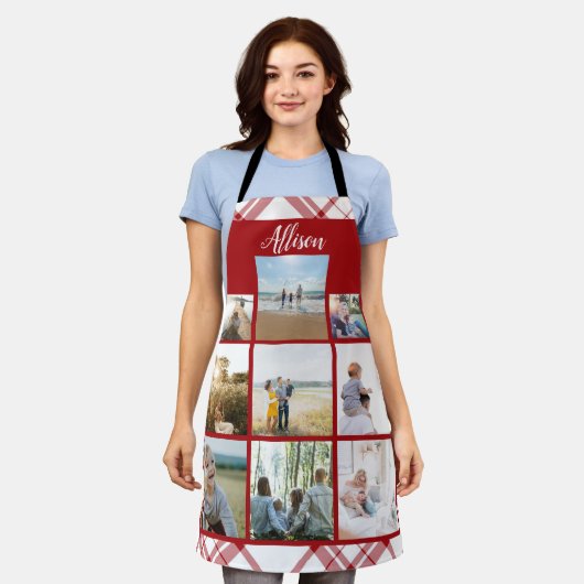 Red Pset Specialized Family Foto Collage Name Schort (Gedragen)