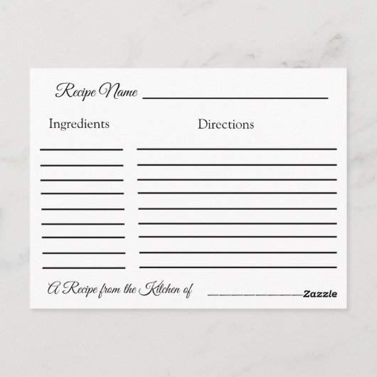 Red Pset Tablecloth Wedding Recipe Kaart (Achterkant)