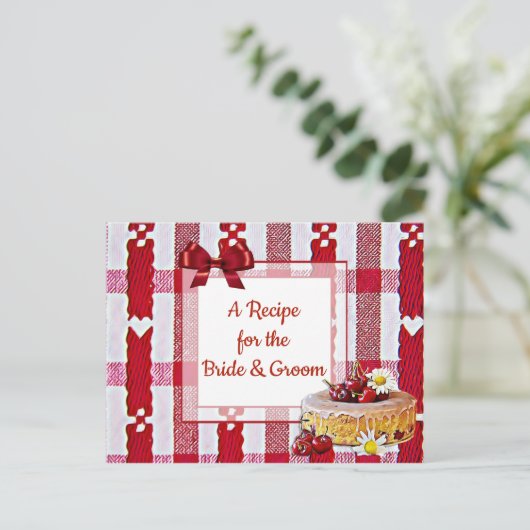 Red Pset Tablecloth Wedding Recipe Kaart (Staand voorkant)