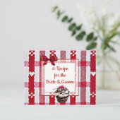 Red Pset Tablecloth Wedding Recipe Kaart (Staand voorkant)