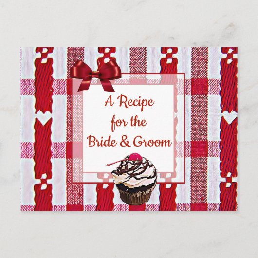 Red Pset Tablecloth Wedding Recipe Kaart (Voorkant)